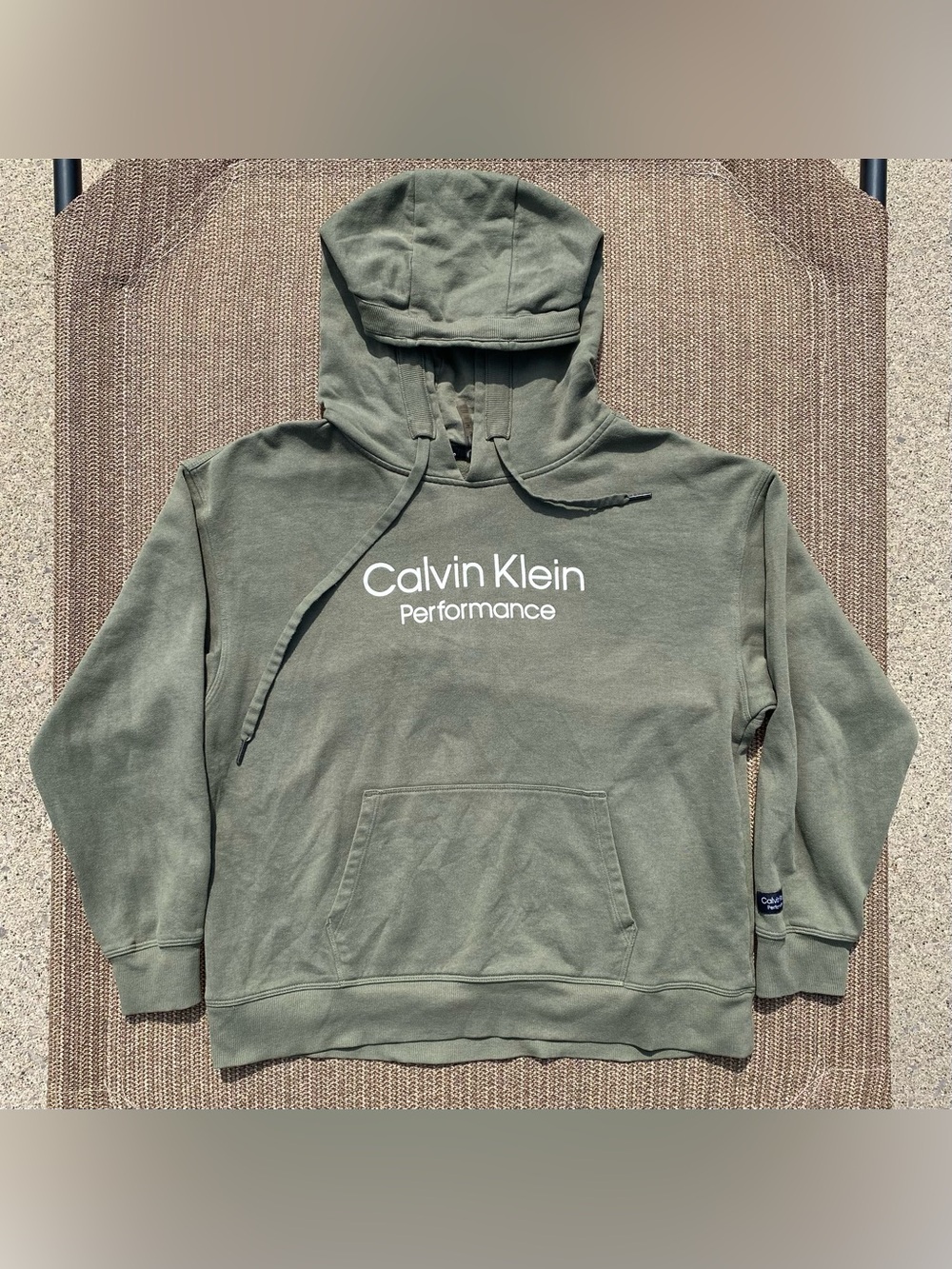 Calvin Klein Performance Green Graphic Logo Pullover Hoodie Size L